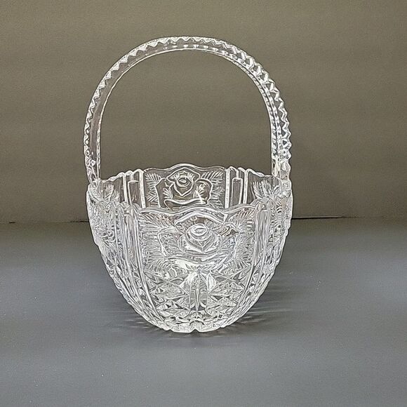 Vintage Anna Hutte Bleikristall Lead Crystal  Rose Basket. - Picture 2 of 9